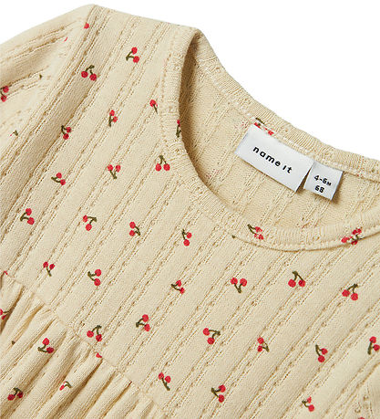 Name It Kleid - NbfBilia - Summer Sand m. Kirsche