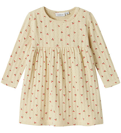 Name It Kleid - NbfBilia - Summer Sand m. Kirsche