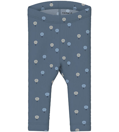 Name It Leggings - Rib - NbmKaboon - China Blue w. Hot air ballo