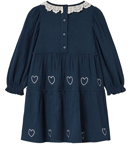 Fliink Kleid - Musselin - Elmo Heart - Insignia Blue/Sandshell