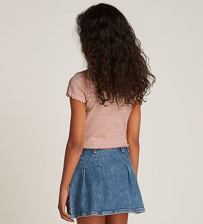 Tommy Hilfiger Stuttermabolur - Rib - Classic+ Drapplitað Bleikt