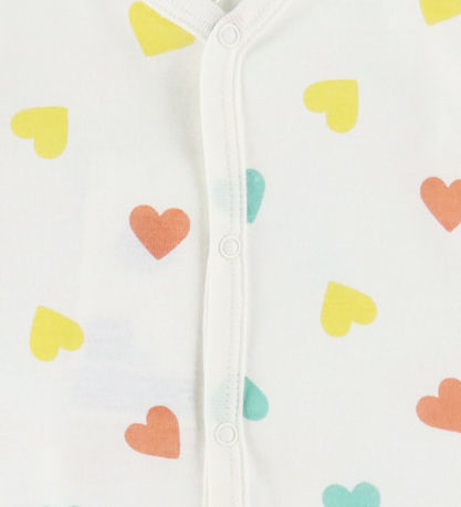 Petit Bateau Pyjamasdräkt - Marshmallow m. Hjärtan
