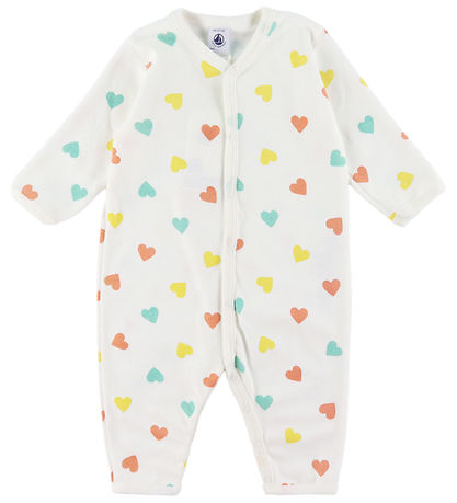 Petit Bateau Pyjamasdräkt - Marshmallow m. Hjärtan