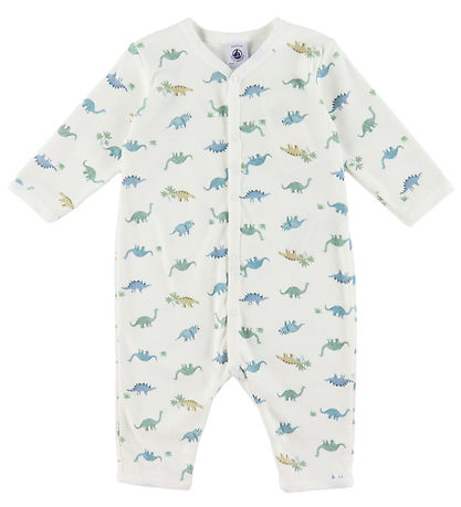 Petit Bateau Schlafanzug - Marshmallow/Blau m. Dinos