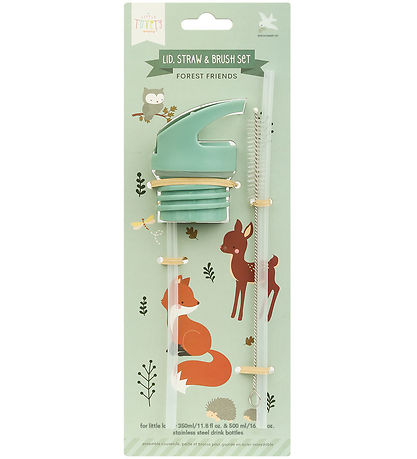 A Little Lovely Company Water Bottle Set - Lid/Straws/Brush - Fo