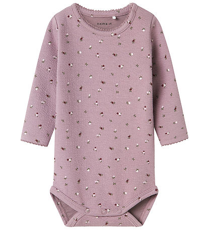 Name It Bodysuit L/æ - NbfTusia - Elderberry w. Flowers