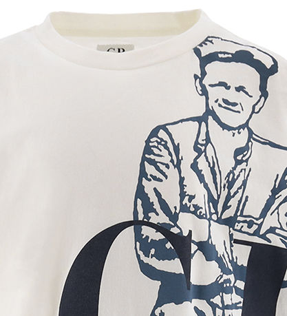 C.P. Company Stuttermabolur - Grisja White M. Rykugt Blár/Dökkbl