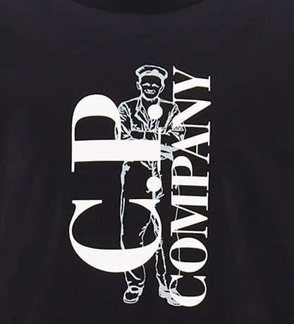 C.P. Company T-Shirt - Schwarz m. Weiß/Mattgrün