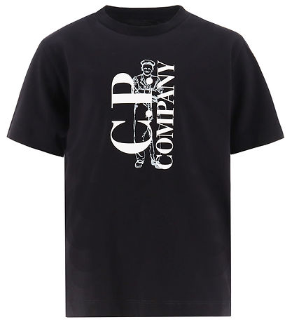 C.P. Company T-Shirt - Schwarz m. Weiß/Mattgrün