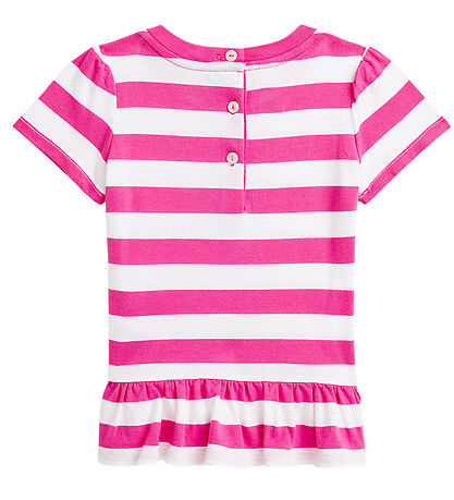 Polo Ralph Lauren Stuttermabolur - Bleikt/Hvít - röndótt M. Bang