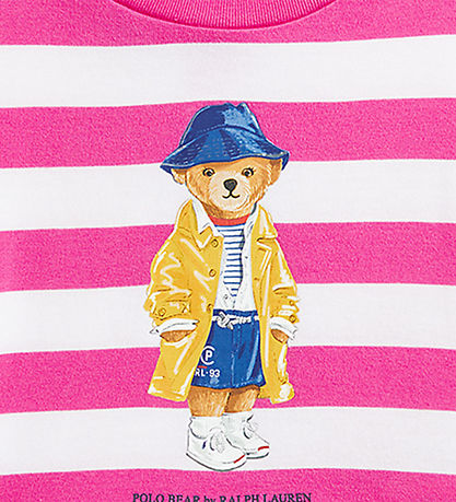 Polo Ralph Lauren Stuttermabolur - Bleikt/Hvít - röndótt M. Bang