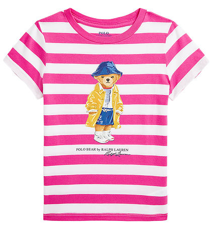 Polo Ralph Lauren T-shirt - Pink/White Striped w. Soft Toy