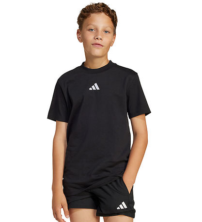adidas Performance Stuttermabolur - J SL - Svart/Hvítur
