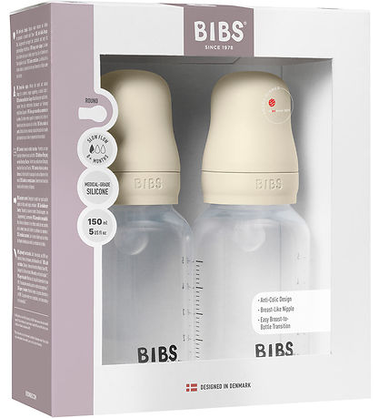 BIBS Babyflasche - 2er-Pack - 150 ml - Naturgummi - Ivory