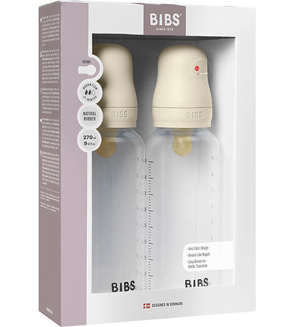BIBS Feeding Bottle - 2-Pack - 270 mL - PP/Natural Rubber - Ivor