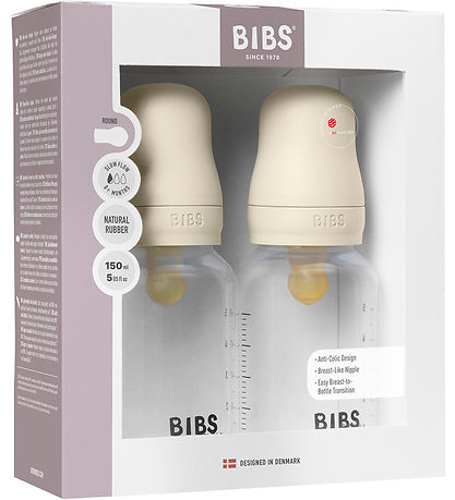 BIBS Babyflasche - 2er-Pack - 150 ml - Naturgummi - Ivory
