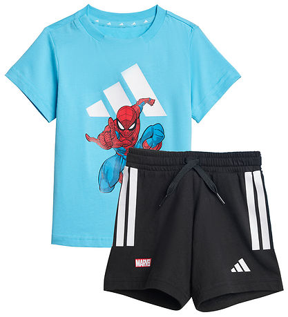 adidas Performance Stuttermabolur/Stuttbuxur - Marvel - Björt bl