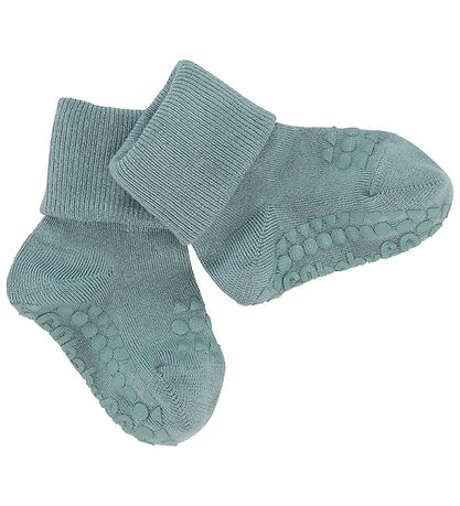 GoBabyGo Socks - Bamboo - Non-Slip Socks - Dusty Blue