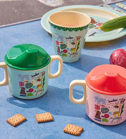 Rice Geschirr-Set - Melamin - 4 st. - Wildlife Print - Minze