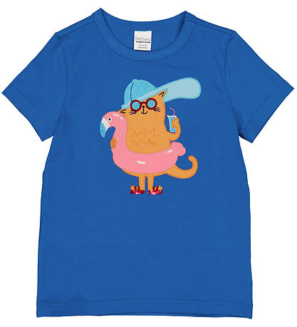 Freds World T-shirt - Hello CAT - Fast Blue