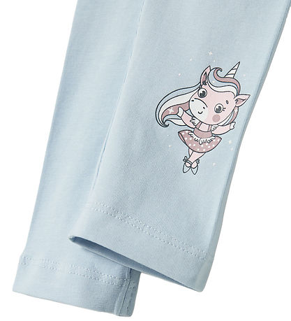 Name It Leggings - NmfVivian - Subdued Blue/Unicorns