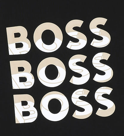 BOSS Stuttermabolur - Svart M. Prentað