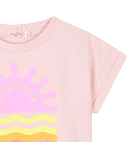 Billieblush Stuttermabolur - Uppskorið - Bleikt M. Prentað/Sequi