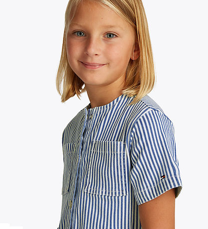 Tommy Hilfiger Kleid - Striped Denim - Blau/Weiß