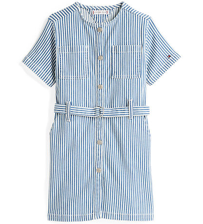 Tommy Hilfiger Kleid - Striped Denim - Blau/Weiß