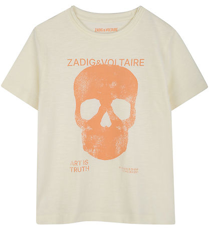Zadig & Voltaire T-shirt - Offwhite/Orange w. Skull