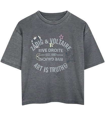 Zadig & Voltaire T-shirt - Gråmelerad m. Tryck