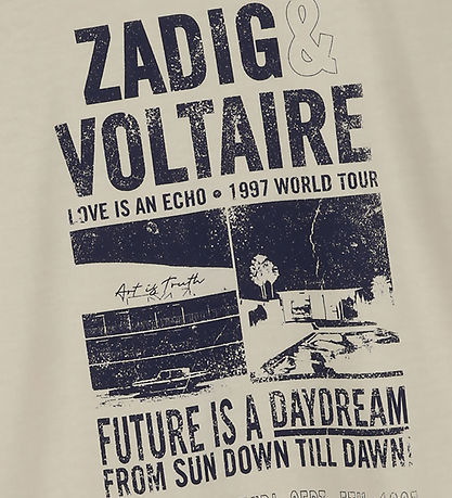Zadig & Voltaire Stuttermabolur - Drapplitað M. Prentað