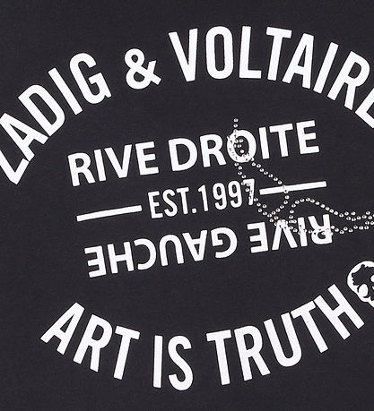 Zadig & Voltaire Stuttermabolur - Svart M. Prentað/Sequins