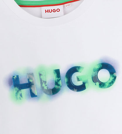 HUGO Stuttermabolur - Hvítur M. Prentað