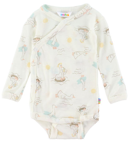 Joha Wikkelromper L/æ - Wol/Zijde - Offwhite m. Print