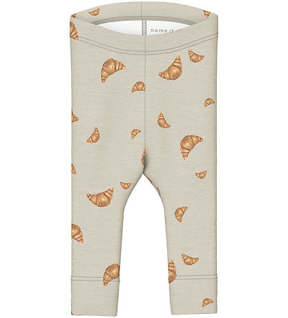 Name It Leggings - NbmTimothy - Peyote/Melange w. Croissants