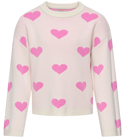 Kids Only Blouse - Knitted - KogMontana - Birch/Heart Fuchsia Pi