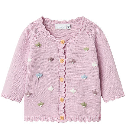 Name It Cardigan - Knitted - NbfBilili - Winsome Orchid w. Flowe