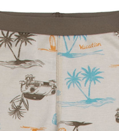 Joha Leggings - Wol/Zijde - Beige m. Print