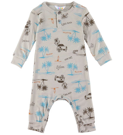 Joha Jumpsuit - Wool/Silk - Beige w. Print