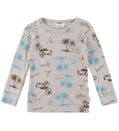 Joha Bluse - Wolle/Seide - Beige m. Print