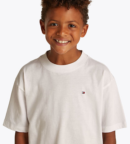 Tommy Hilfiger Stuttermabolur - Essential Skjalasafn - Hvítt