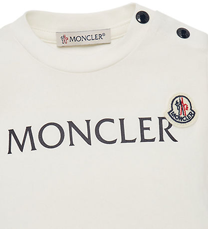 Moncler Stuttermabolur - Hvítur M. Dökkblátt