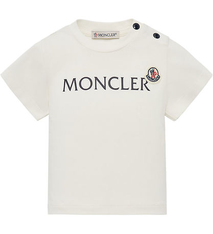 Moncler Stuttermabolur - Hvítur M. Dökkblátt