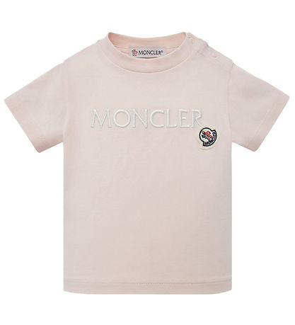Moncler Stuttermabolur - Bleikt M. Hvítur