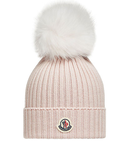 Moncler Beanie - Wool - Pink w. Fur Pom Pom