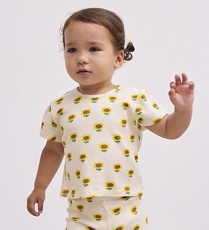Bobo Choses Stuttermabolur - Rib - Sólblómaolía - Drapplitað