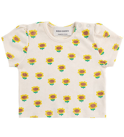 Bobo Choses Stuttermabolur - Rib - Sólblómaolía - Drapplitað