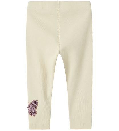 Name It Leggings - Rib - NbfBolia - Summer Sand w. Butterfly