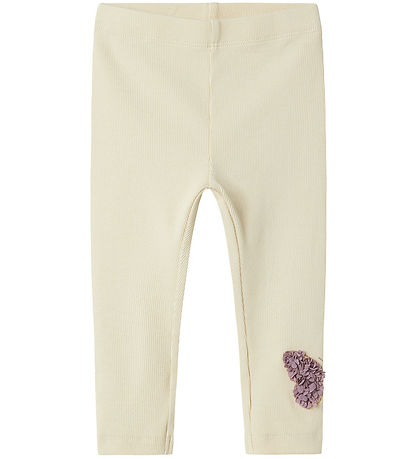 Name It Leggings - Rib - NbfBolia - Summer Sand w. Butterfly